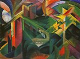 Franz Marc Canvas Paintings - Deer in a Monastery Garden